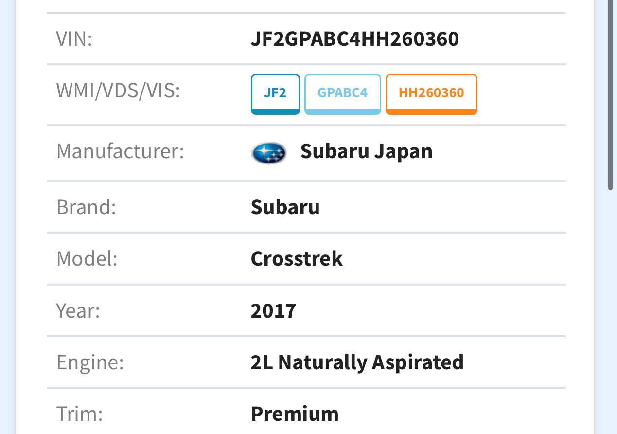 2017 Subaru Crosstek / N Yard